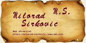 Milorad Sirković vizit kartica